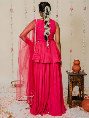 Fuchsia Pink Mirror Sharara Set image 4