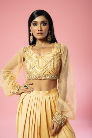 Golden Co-ord Dhoti Set image 4