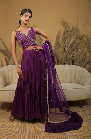 Purple Embroidered Anarkali Set image 4