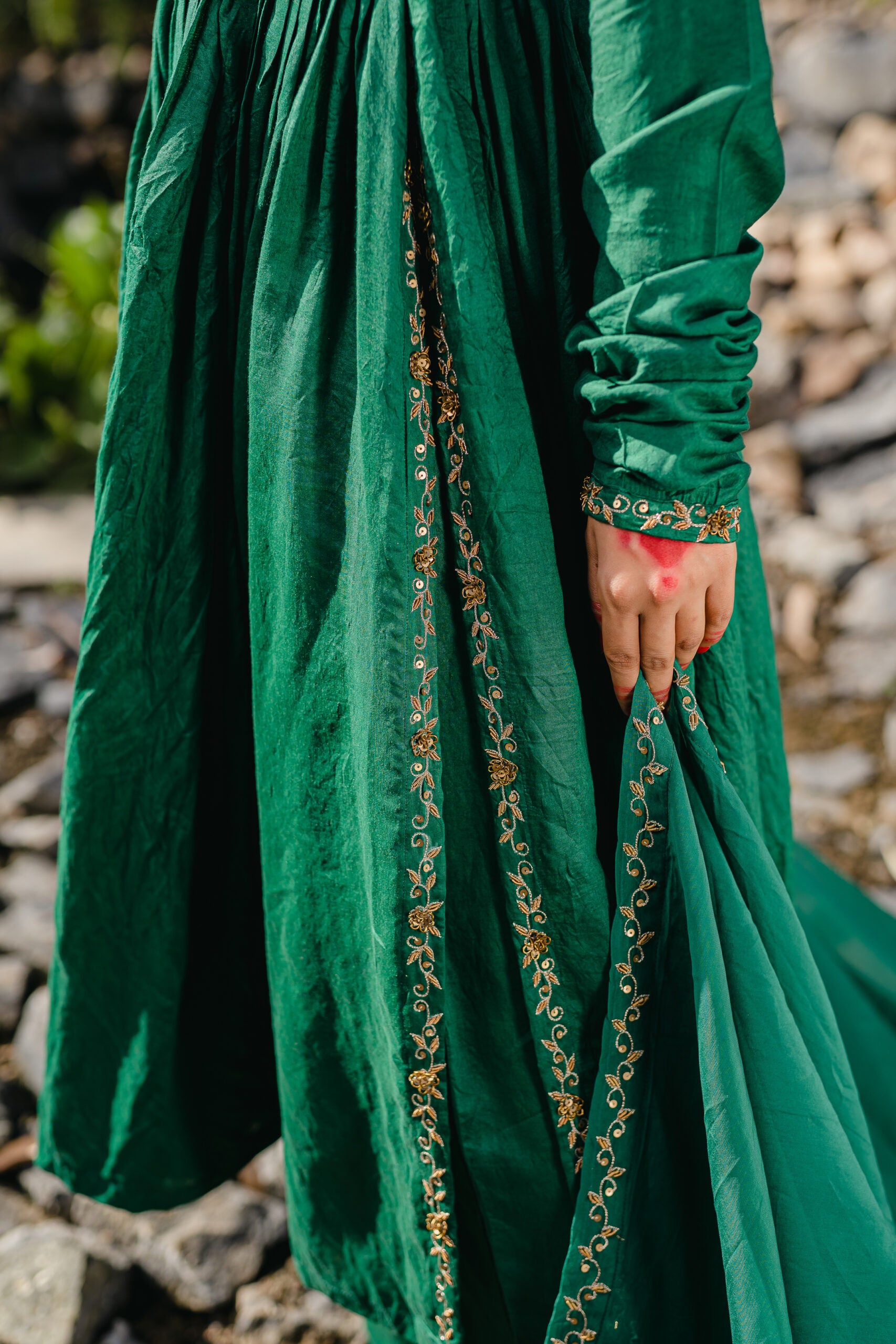 Emerald Green Embroidered Anarkali Suit Set image 6