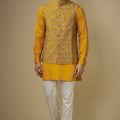 Mustard Printed Jacket Kurta Set image 0