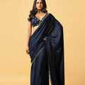 Blue Modal Satin Saree image 0
