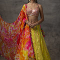 Yellow Lehenga with Rainbow Mirror Work Choli image 0