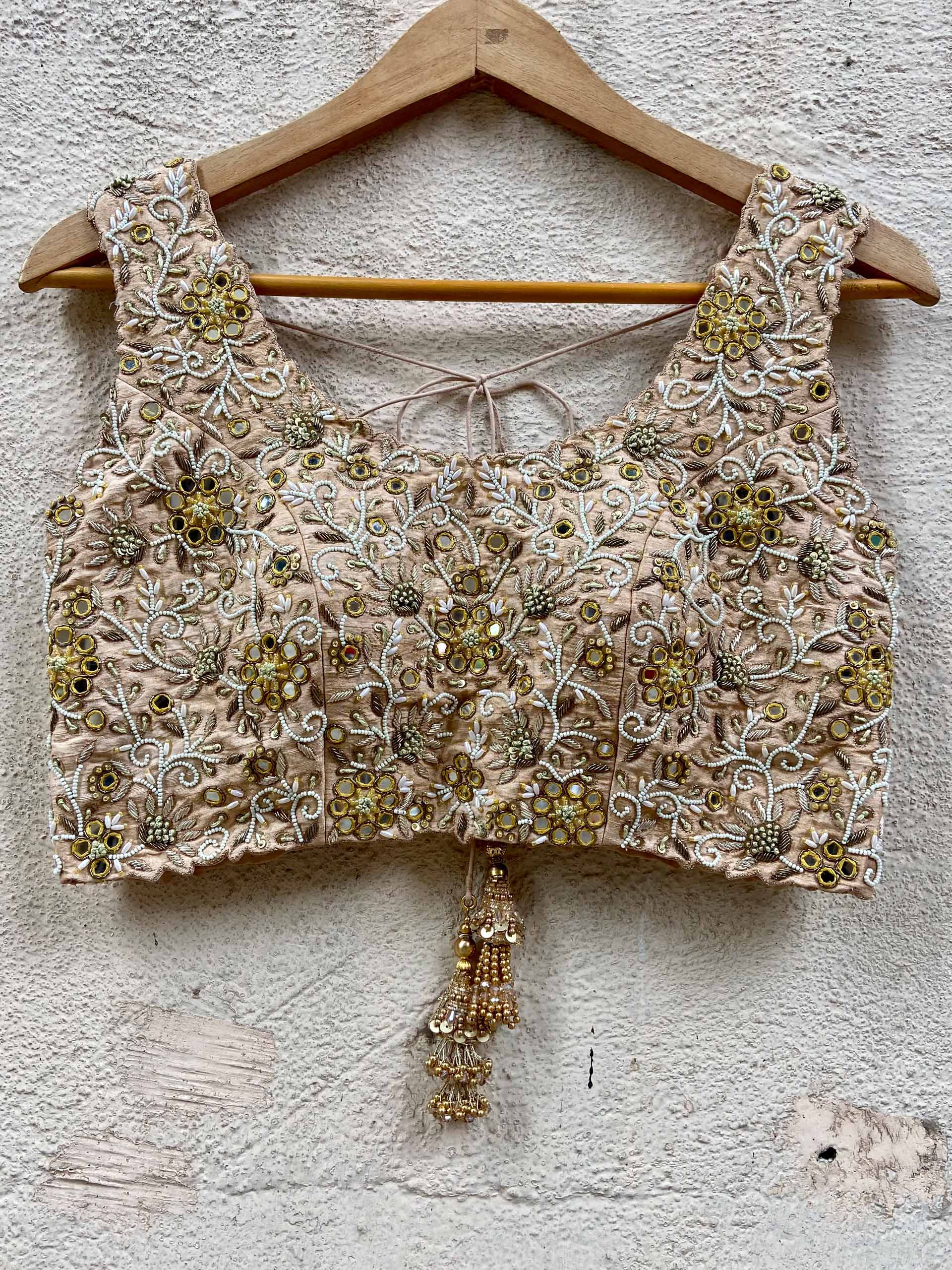 Mustard and Beige Mirror Lehenga Set image 3