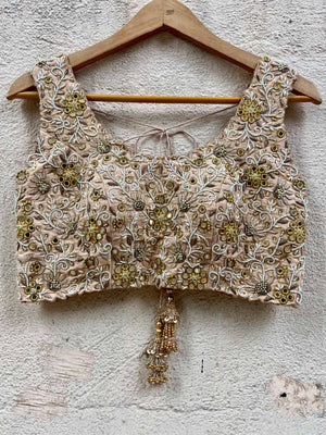 Mustard and Beige Mirror Lehenga Set image 3