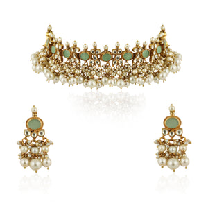 Light Green Choker Necklace Set image 0