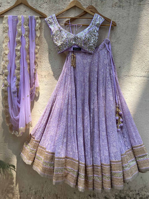 Lavender Lucknowi Mirror Lehenga Set - S image