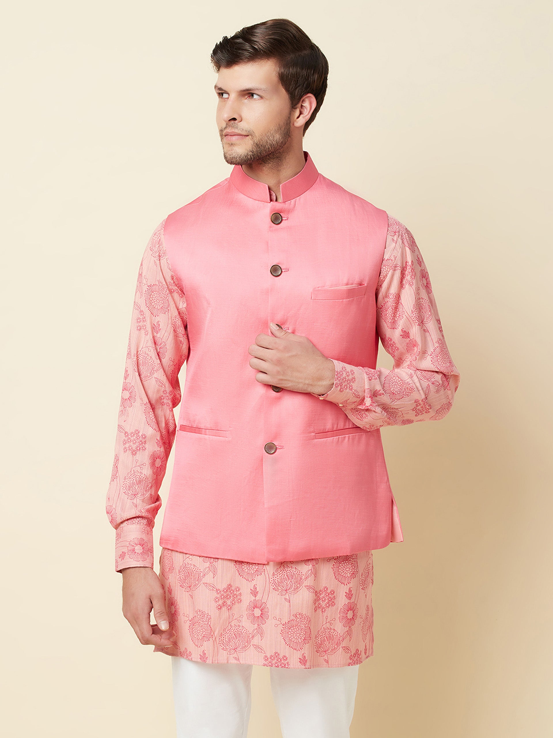 Pink Floral Kurta Set image 5