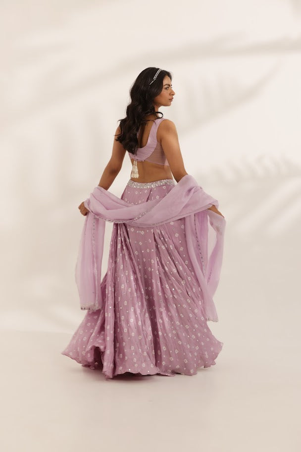 Lavender Bandhani Lehenga image 5
