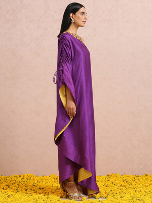 Purple Embroidered One-Shoulder Kaftan Tunic image 3