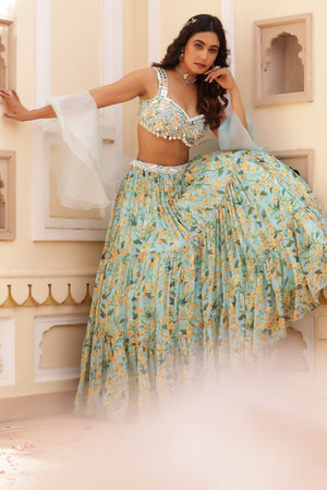 Three Tier Embroidered Lehenga image 11