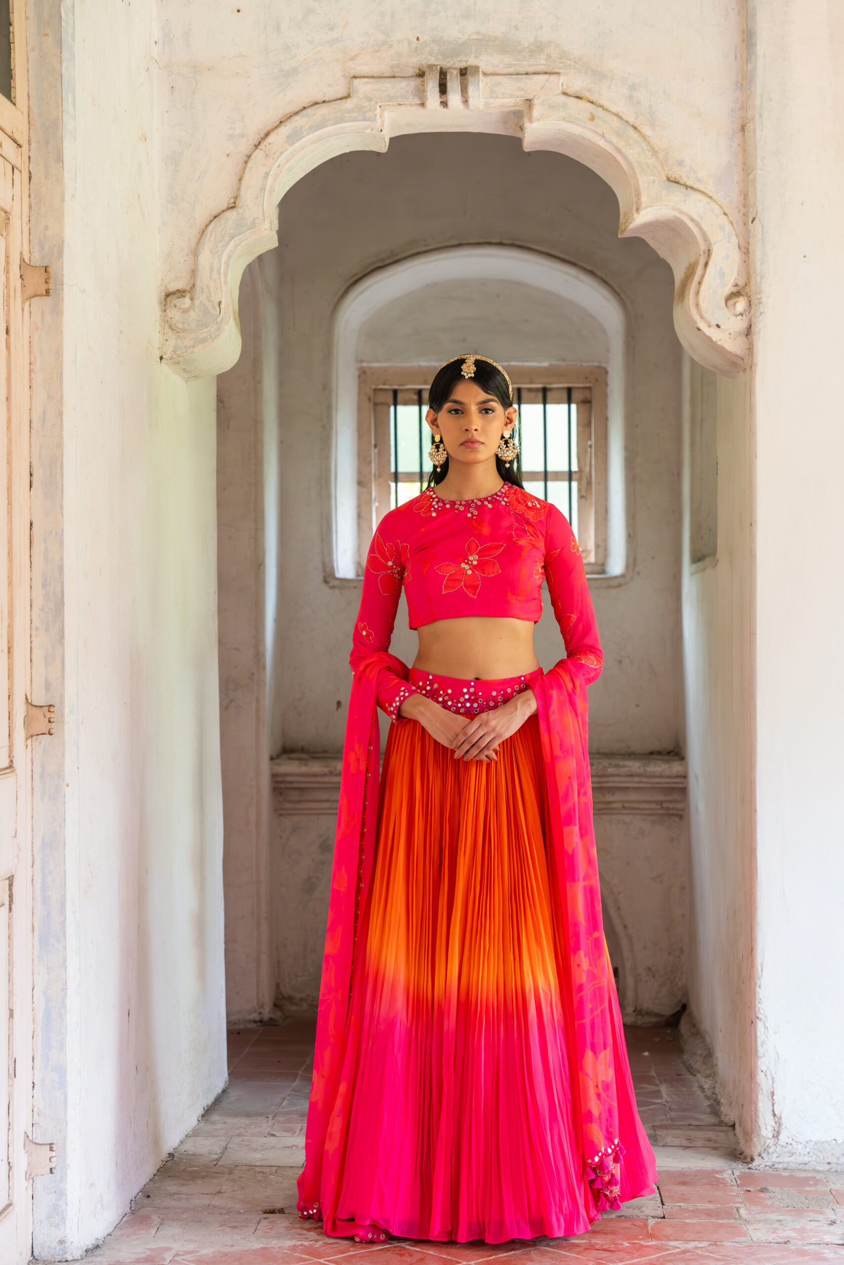 Coral Sunset Lehenga image 0