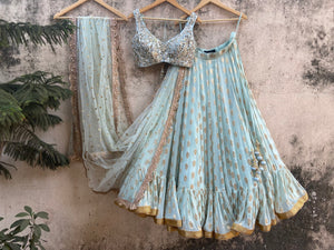 HoneyDew Green Ruffle Lehenga Set image 5