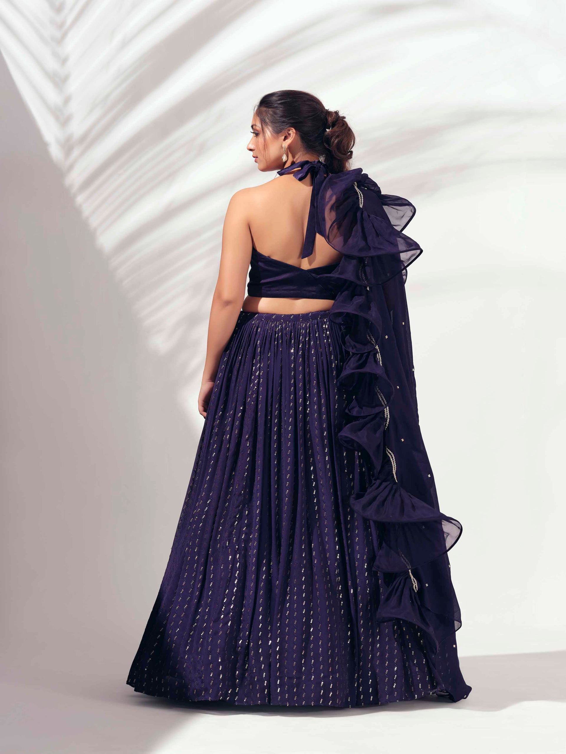 Purple Lehenga Paired With Blouse And Dupatta image 1