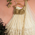 Ivory Sequin Starlight Lehenga with Gold Blouse and Ivory Dupatta image 0