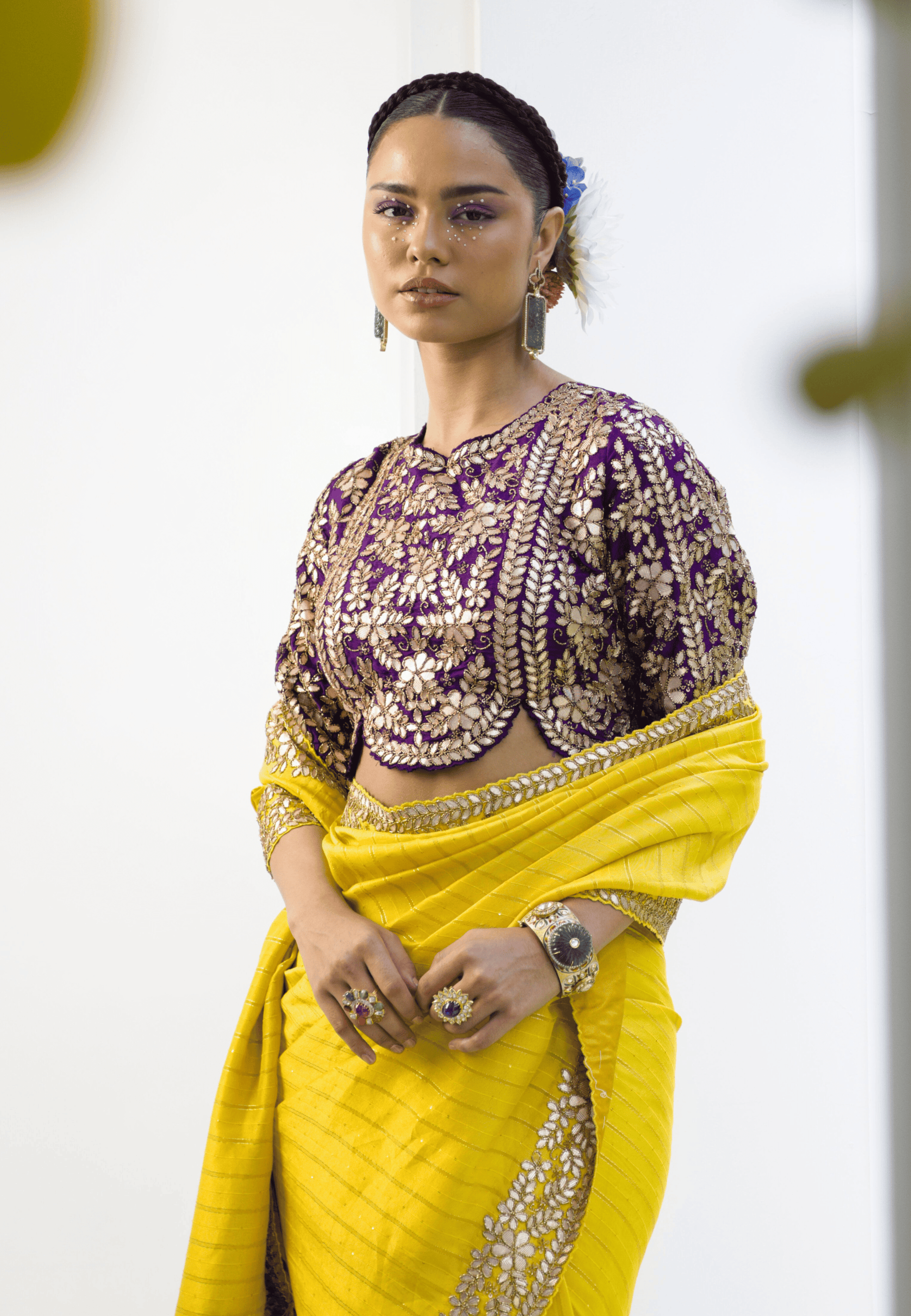 Yellow Gota Work Saree image 2