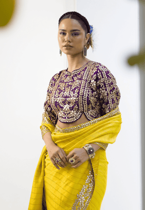 Yellow Gota Work Saree image 2