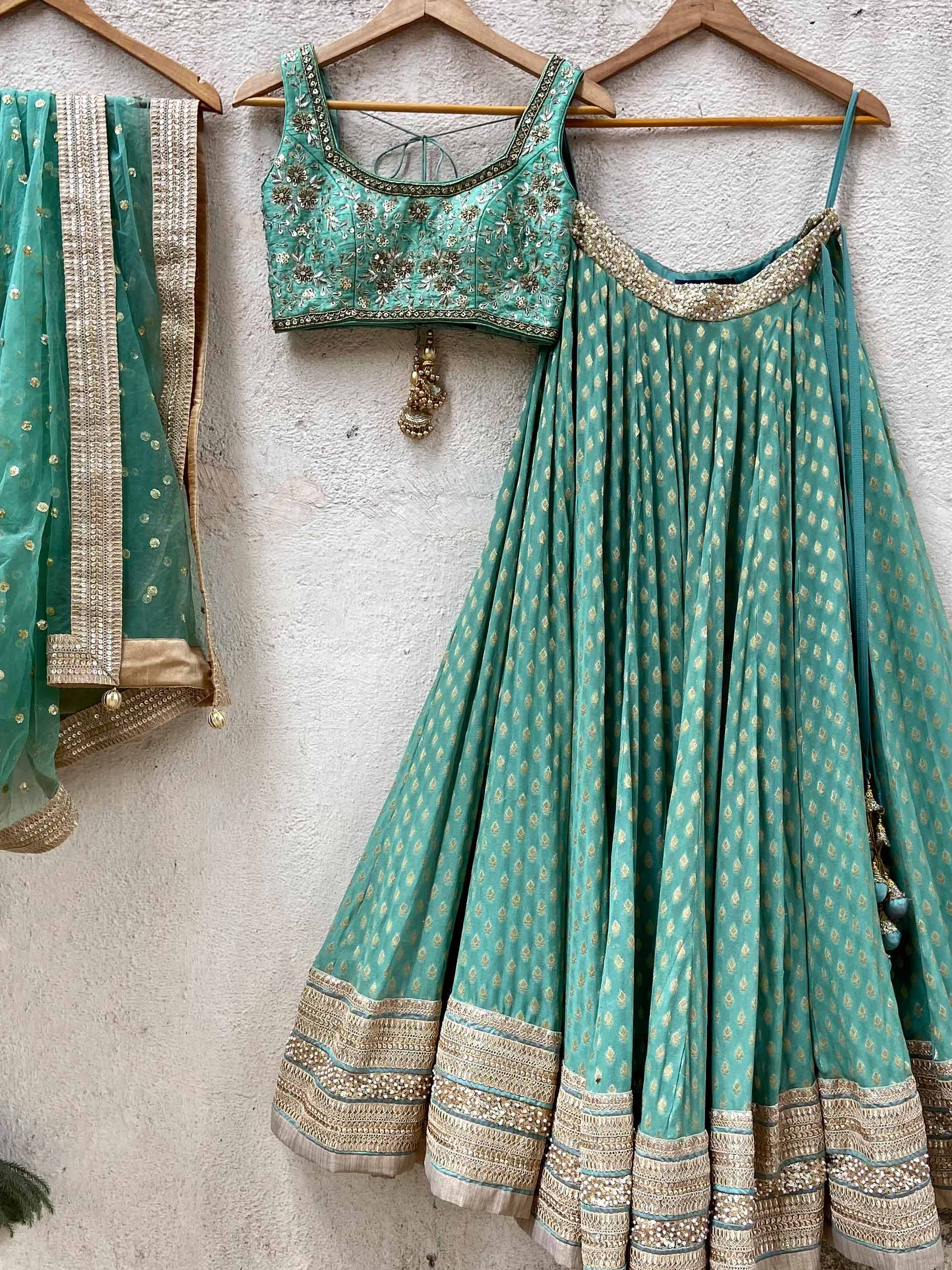 Jade Green Zari Lehenga Set - Custom image