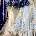 Navy Blue and Ivory Zari Lehenga Set image 0