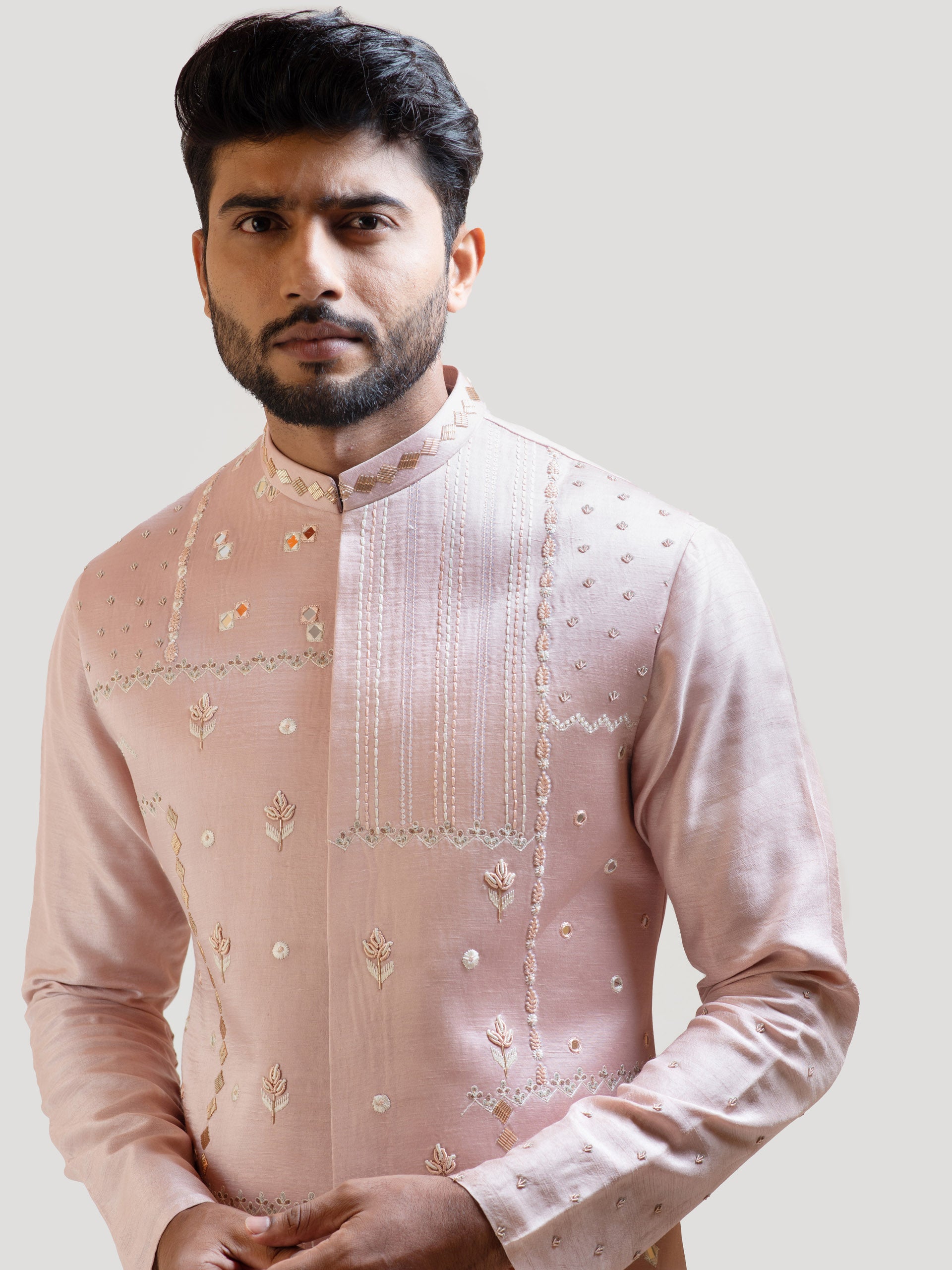 Onion Pink Mirror Nehru Jacket image 3