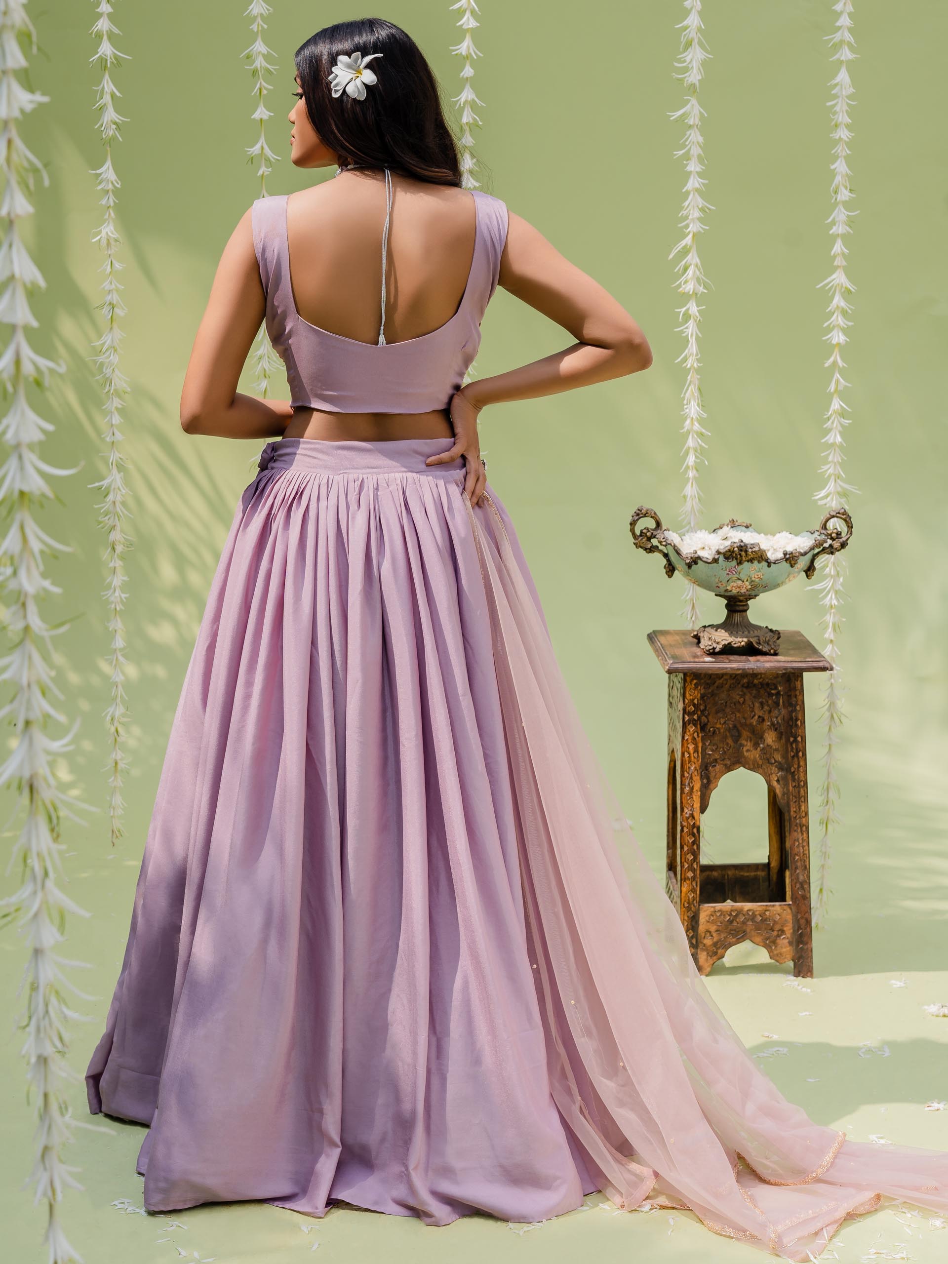 Lilac Sequin Embroidered Lehenga Set image 4