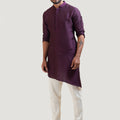 Purple Asymmetric Silk Kurta Set image 0