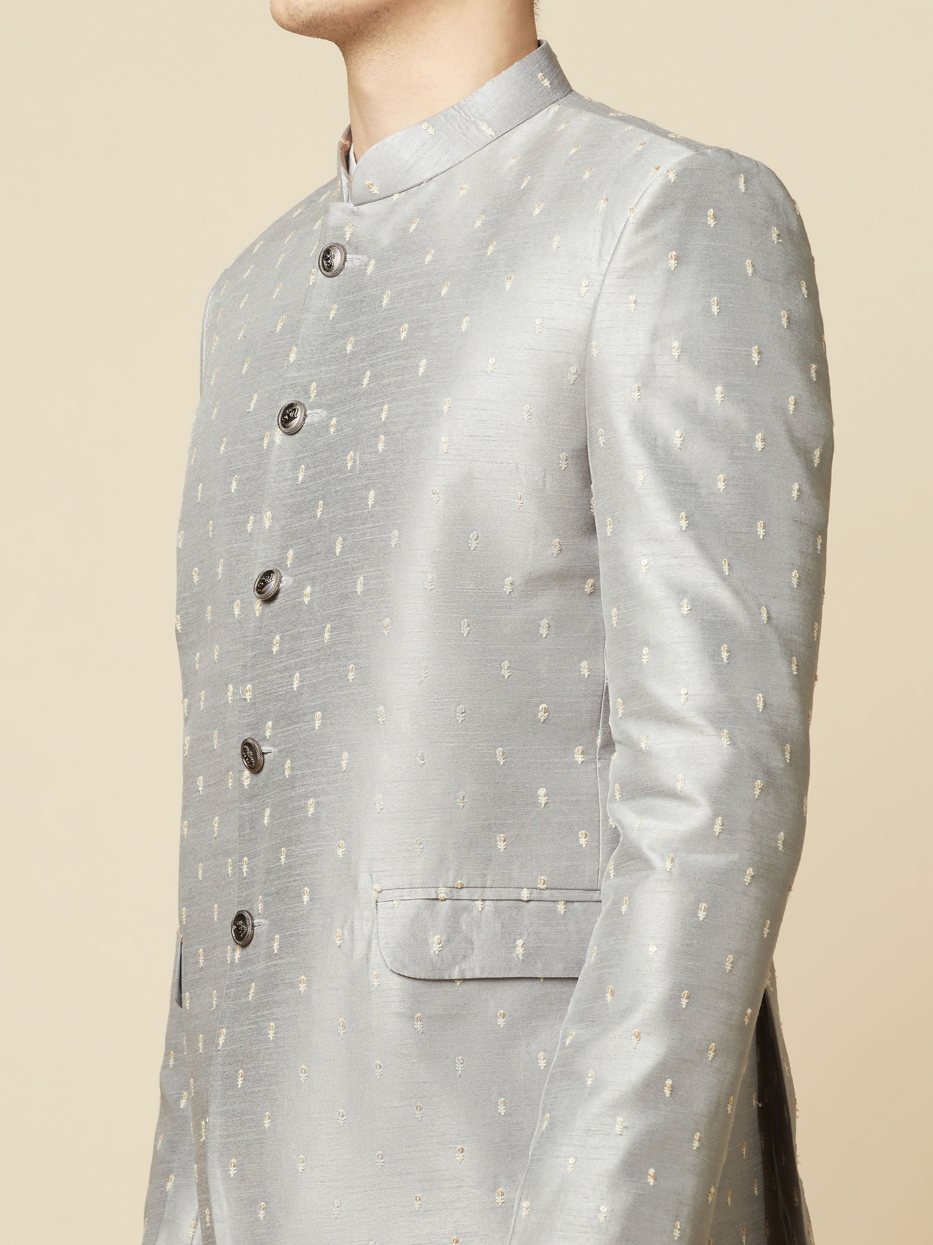 Grey Embroidered Jodhpuri Jacket image 1