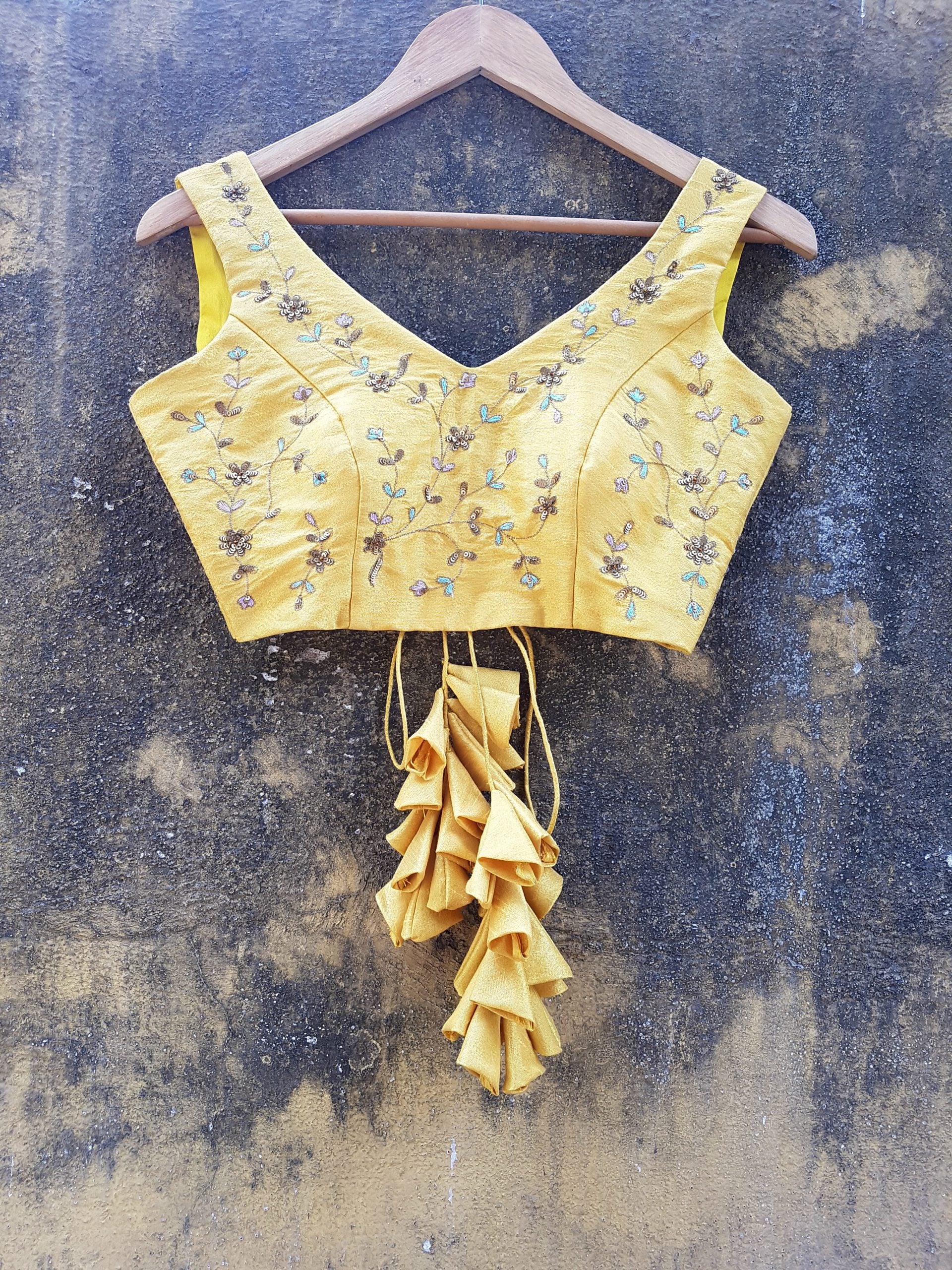 Mustard Raw Silk Lehenga image 2