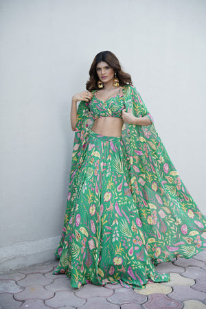 Pine Green Skirt And Top Set - Custom image