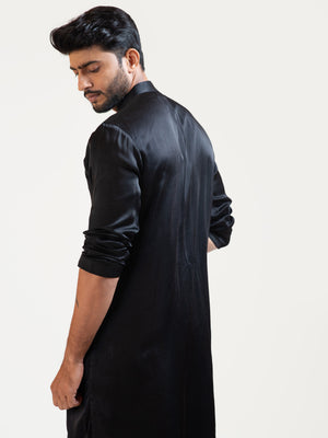 Black Drape Kurta Set image 2