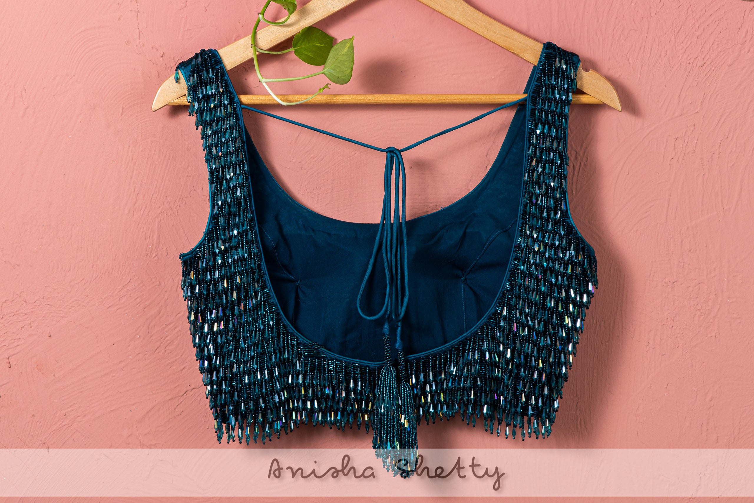 Teal Blue Shimmer Lehenga Set image 2