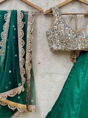 Emerald Green Mirror Lehenga Set image 2
