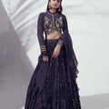 Purple Georgette Crepe Lehenga Set image 0