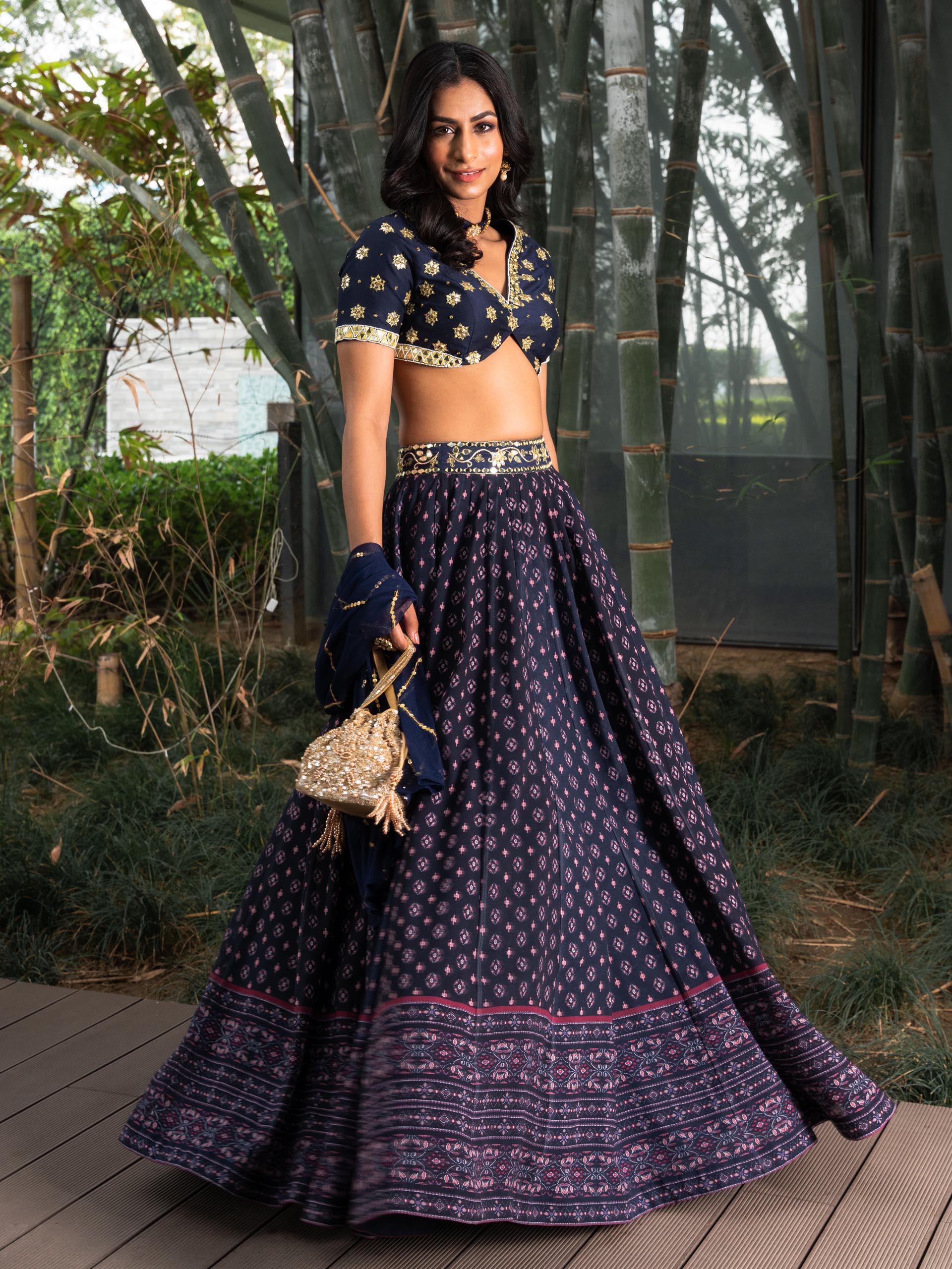 Arshiya Navy Blue Lehenga Set - M image