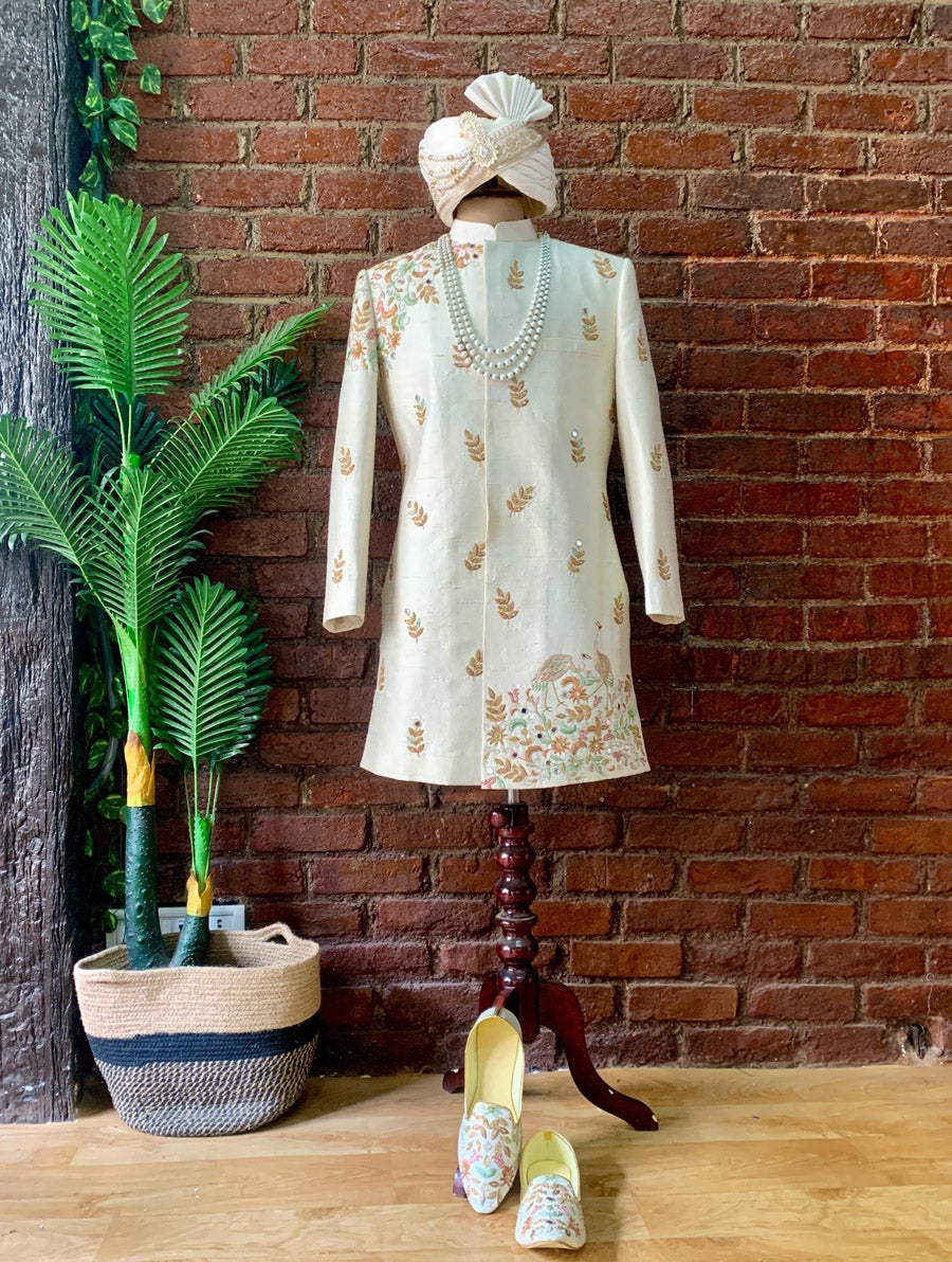 Swan Embroidered Sherwani Set - XL image