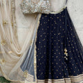 Black Sharmily Mirror Lehenga Set image 0