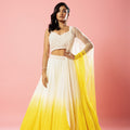 Ivory And Sunshine Yellow Georgette Lehenga Set image 0