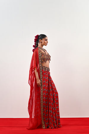 S DHOTI SET WITH EMBROIDERED BLOUSE AND ORGANZA JACKET image 2