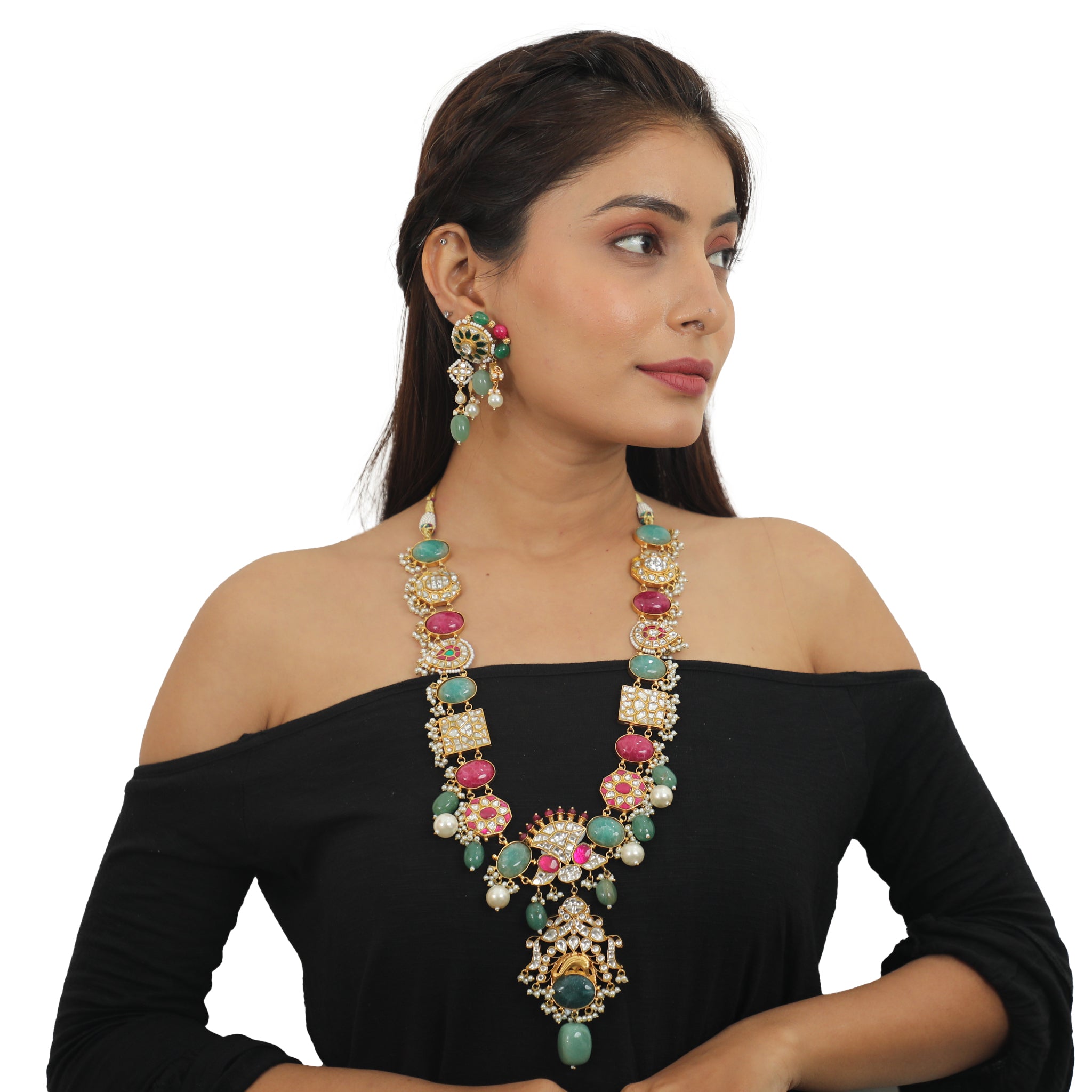Multicoloured Long Necklace Set image 2