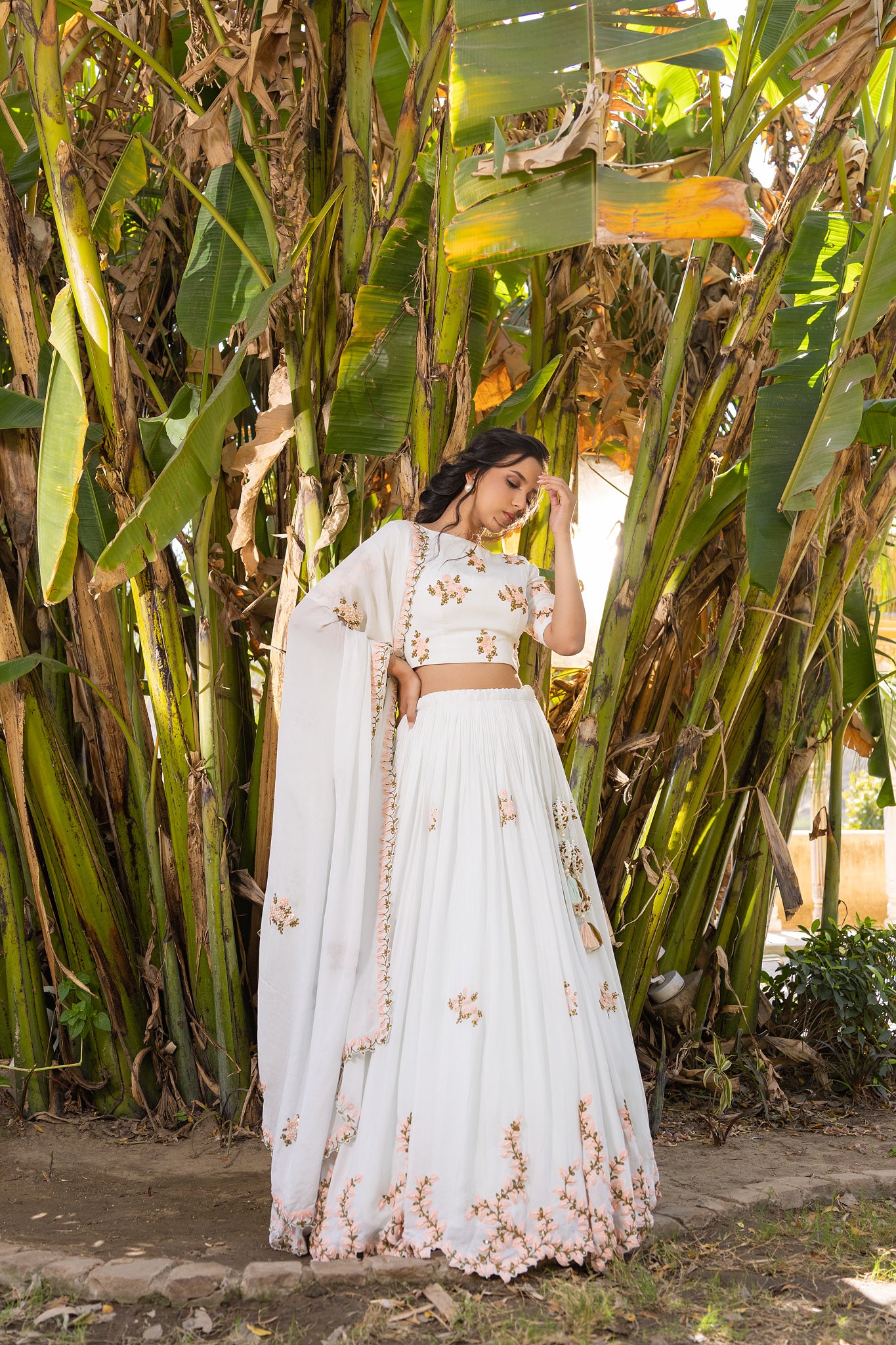 Light Blue Thread Embroidered Lehenga Set image 3