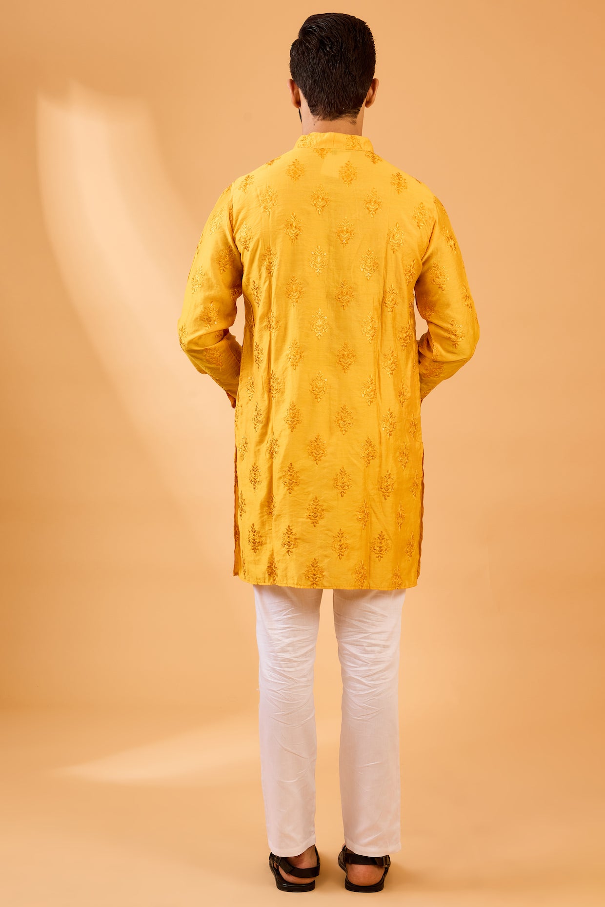 Mustard Floral Embroidered Kurta Set image 3