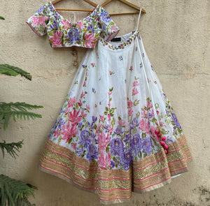 Ivory Handpainted Bridal Lehenga Set image 4