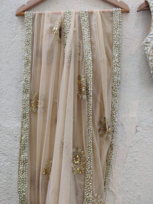 Blue and Nude Lehenga Set image 5