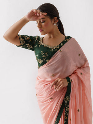 Peach Saree Set image 3