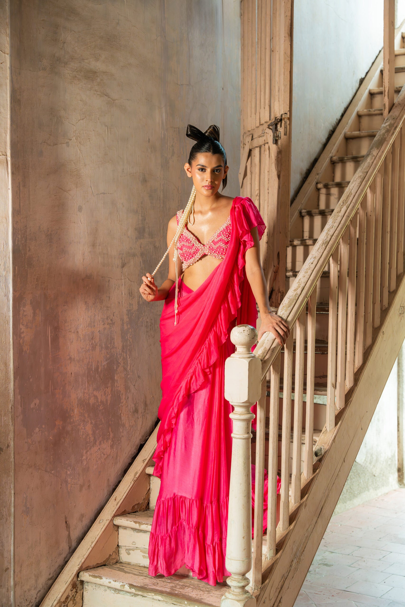 Rosy Draped Saree - Custom image