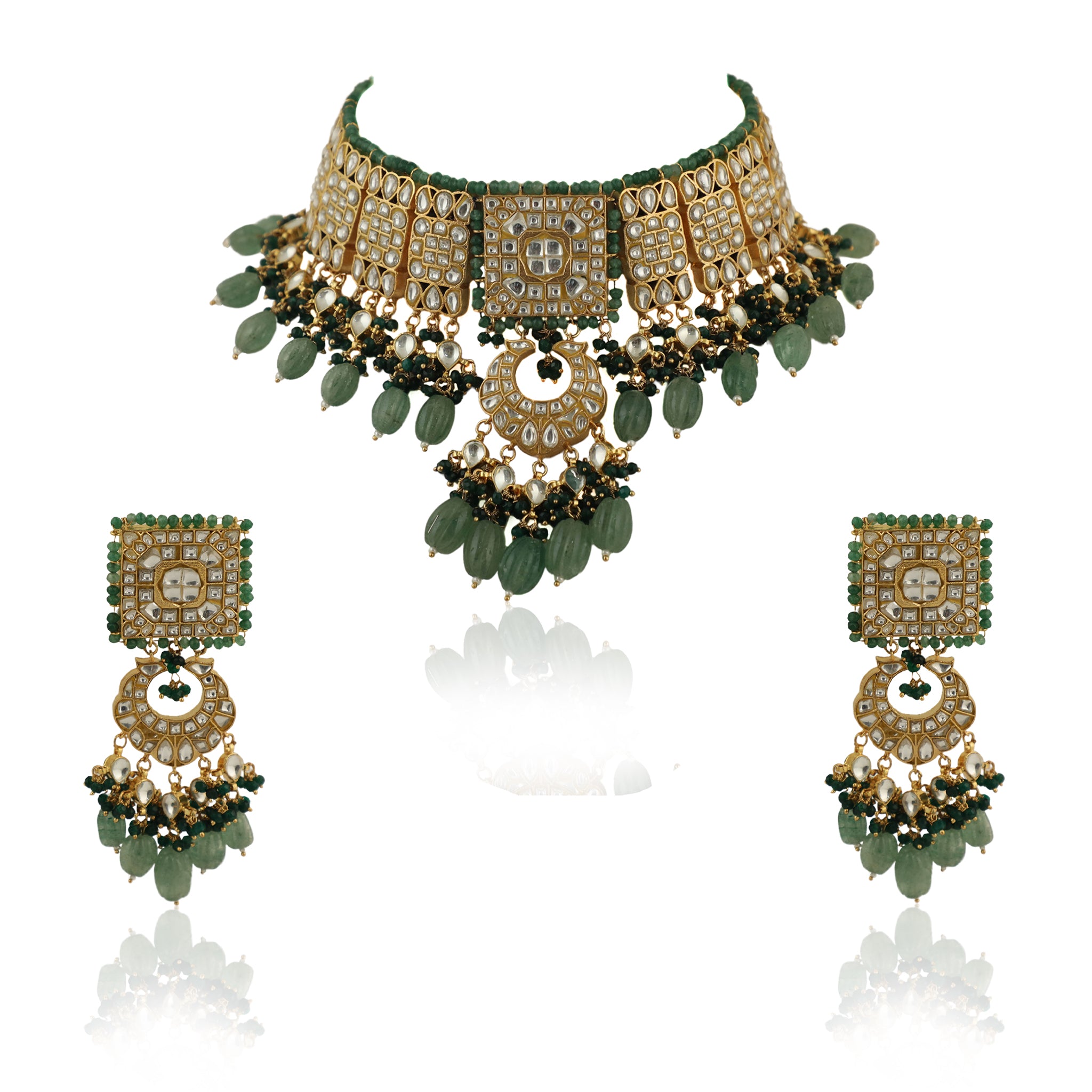 Sea Green And White Necklace Set image 7