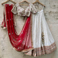 Ivory and Red Bridal Lehenga Set image 0