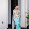 Gardenia Highlighted Corset With Dhoti Skirt And Cape image 0