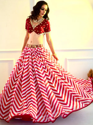 Maroon Myrah Chevron Lehenga Set image 6