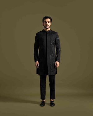 Black Achkan Set - Custom image